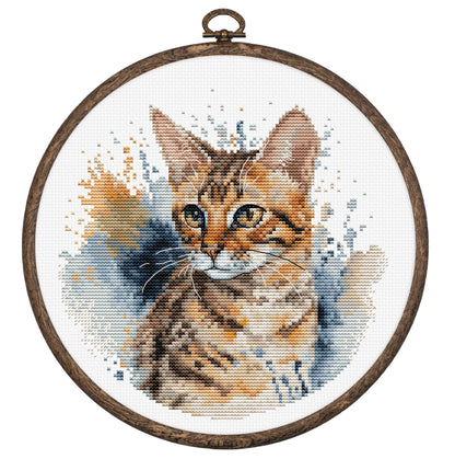 Cross Stitch Kit with Hoop Included Luca-S - The Bengal Cat, BC210