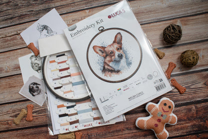 Cross Stitch Kit with Hoop Included Luca-S - Welsh Corgi, BC212