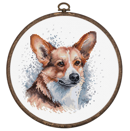 Cross Stitch Kit with Hoop Included Luca-S - Welsh Corgi, BC212