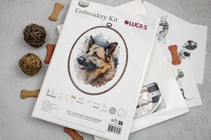 Cross Stitch Kit with Hoop Included Luca-S - The German Shepherd, BC214