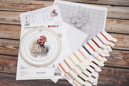Cross Stitch Kit with Hoop Included Luca-S - The Chicken, BC216