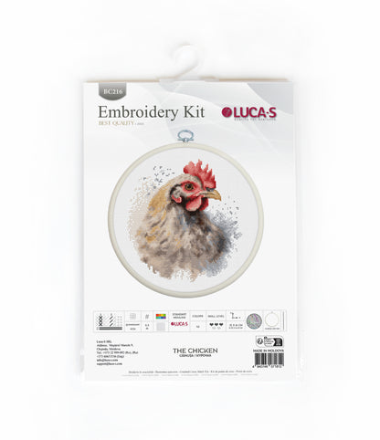 Cross Stitch Kit with Hoop Included Luca-S - The Chicken, BC216