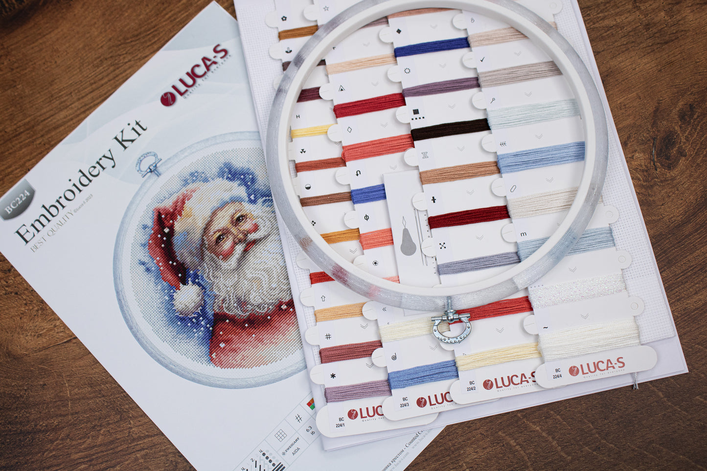 Cross Stitch Kit with Hoop Included Luca-S - Santa, BC224