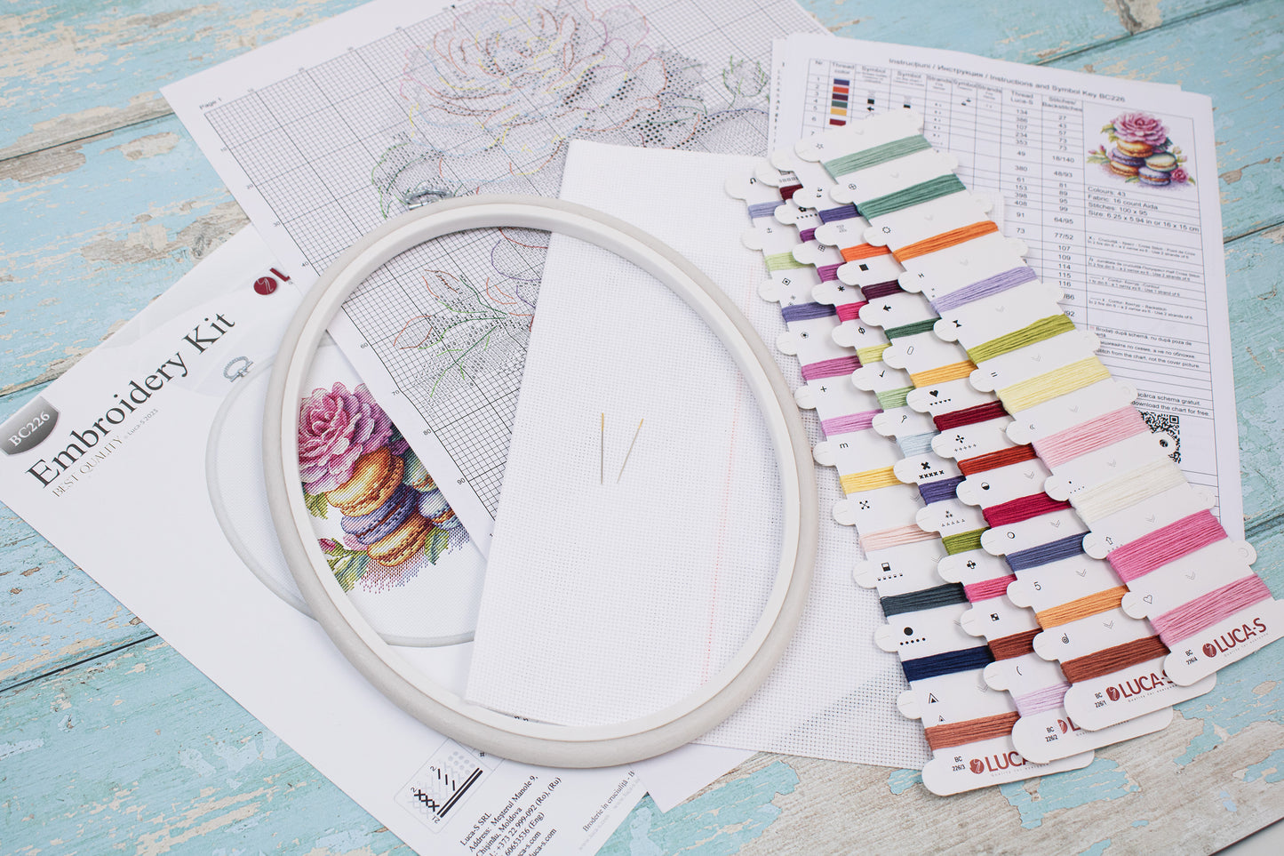 Cross Stitch Kit with Hoop Included Luca-S - French Macarons, BC226