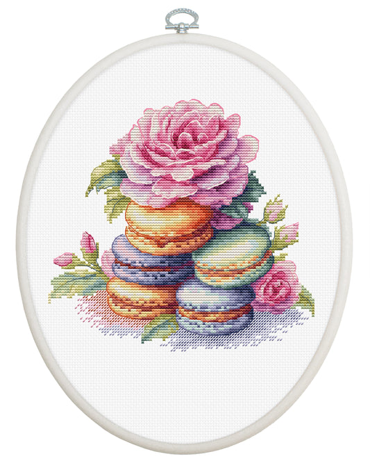Cross Stitch Kit with Hoop Included Luca-S - French Macarons, BC226