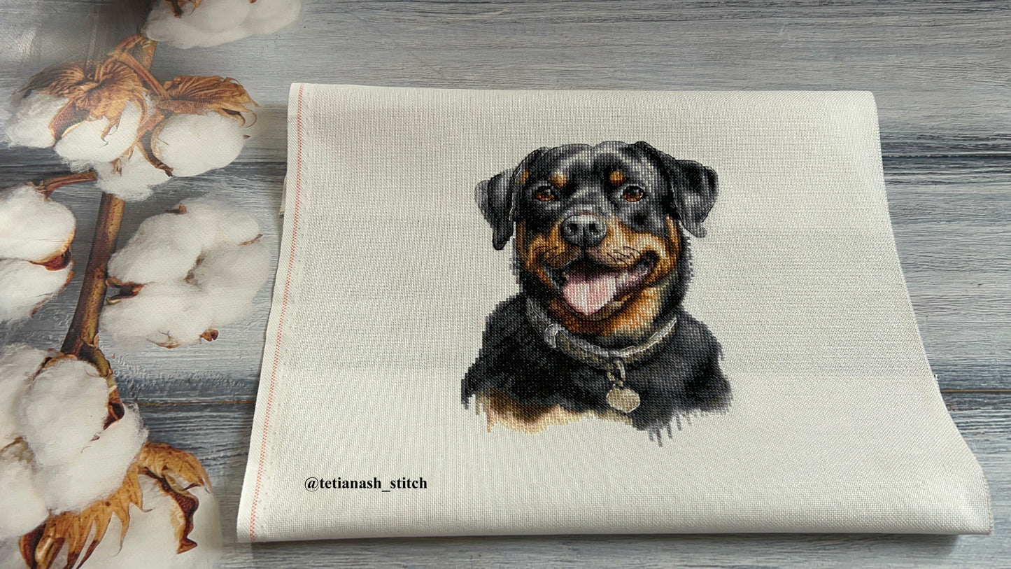 Cross Stitch Kit with Hoop Included Luca-S - Rottweiler, BC229