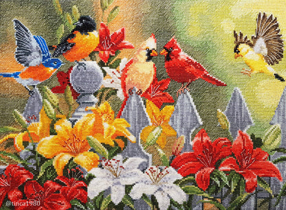 Набор для вышивки крестом Luca-S - Птички на заднем дворе с лилейниками, BU5024