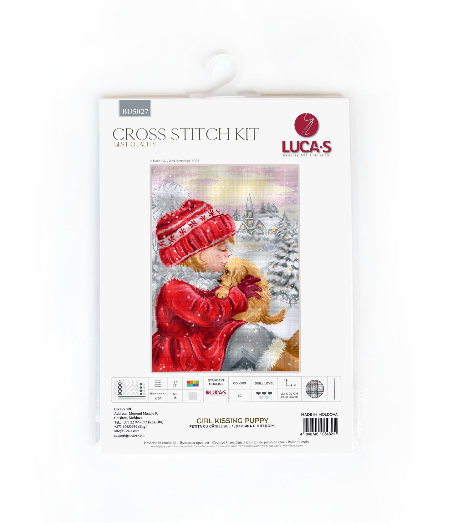Cross Stitch Kit Luca-S - Girl Kissing Puppy, BU5027