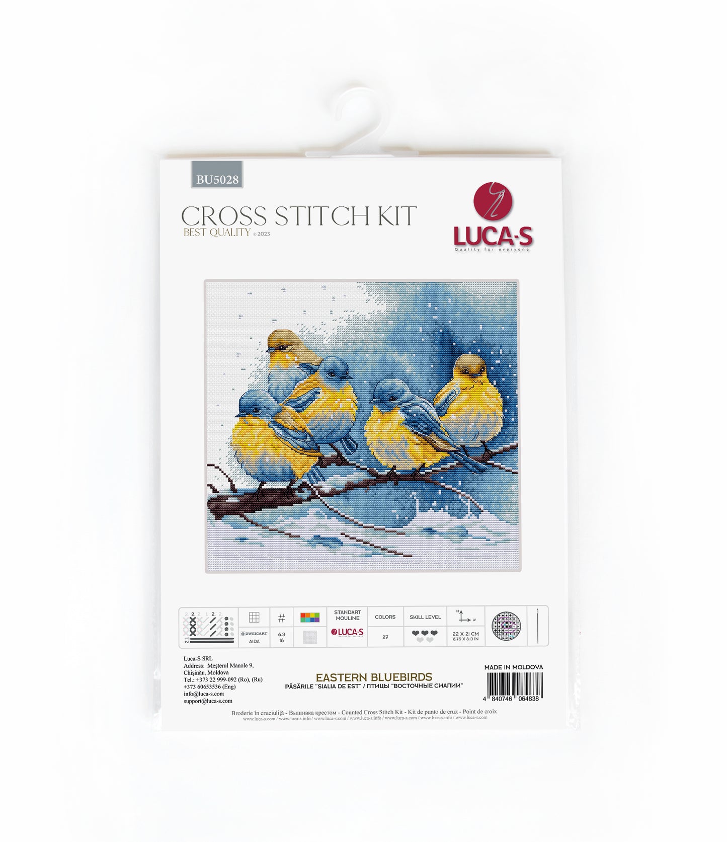 Cross Stitch Kit Luca-S - Eastern Bluebirds, BU5028