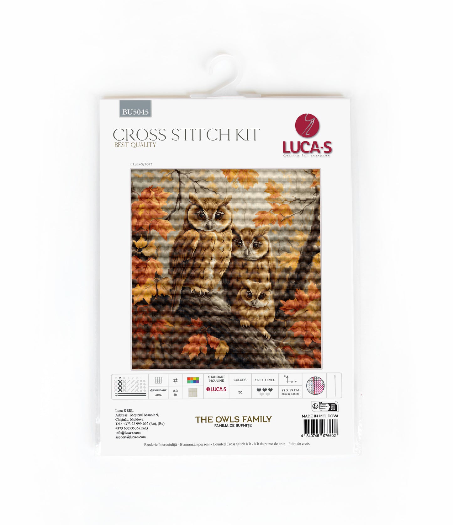 Cross Stitch Kit Luca-S - The Owls Family, BU5045
