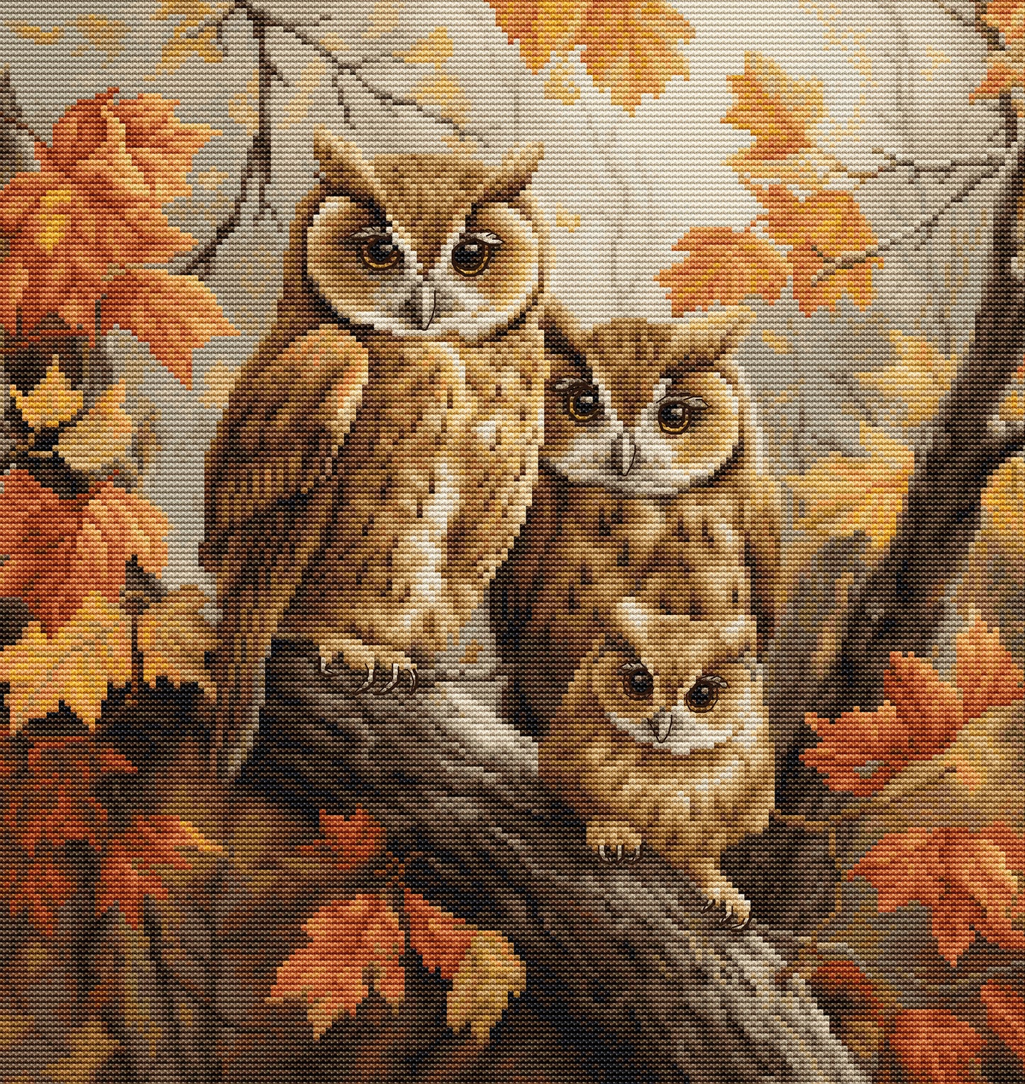 Cross Stitch Kit Luca-S - The Owls Family, BU5045