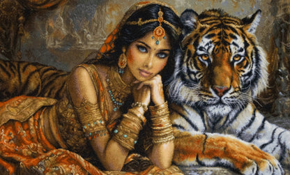 Cross Stitch Kit Luca-S Gold -  The Indian Princess and The Royal Tiger, BU5060