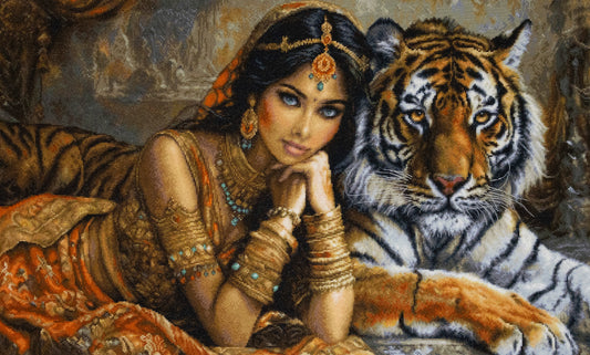 Cross Stitch Kit Luca-S Gold -  The Indian Princess and The Royal Tiger, BU5060