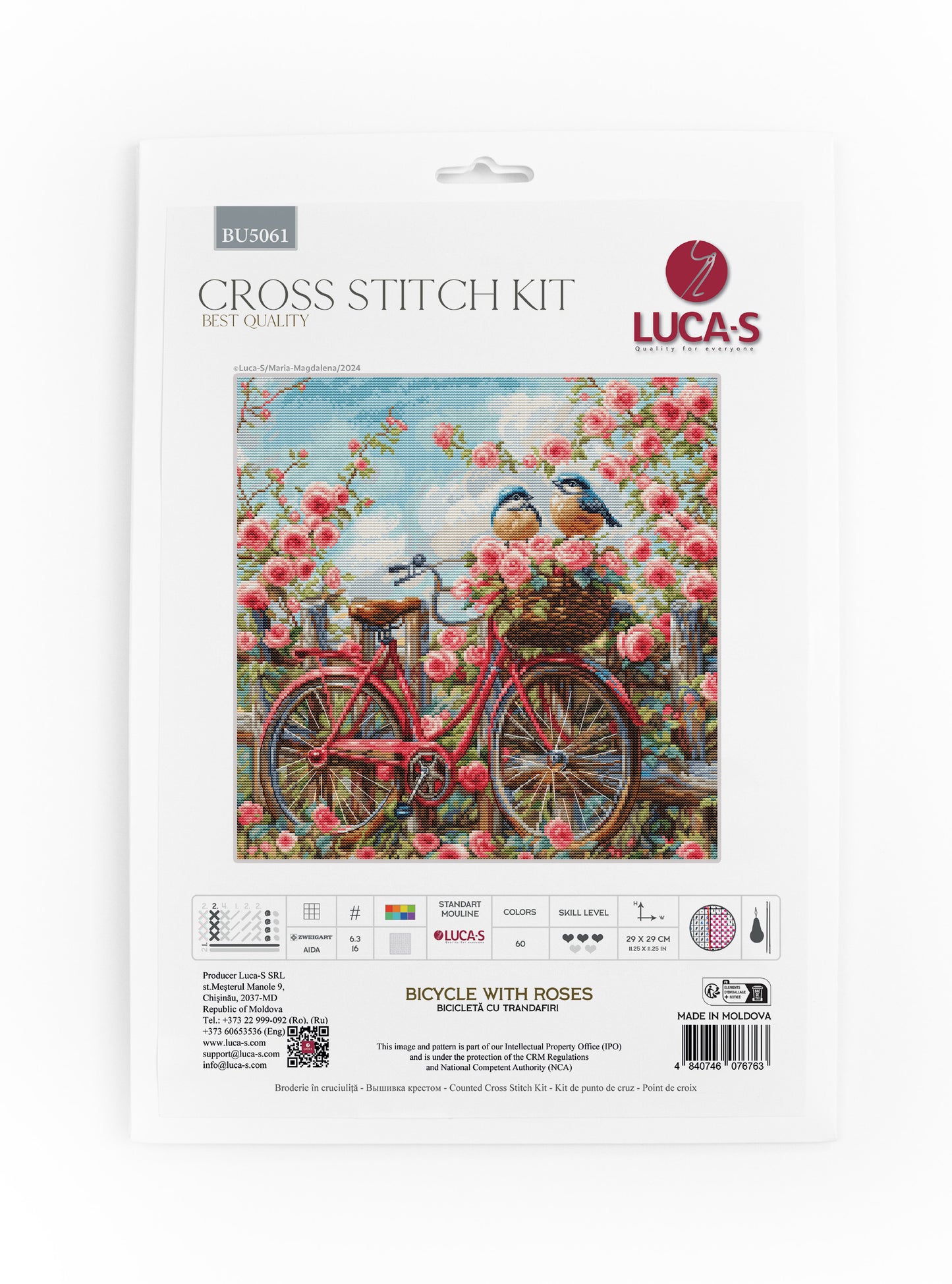 Cross Stitch Kit Luca-S -  Bicycle with Roses , BU5061