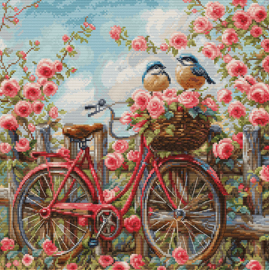 Cross Stitch Kit Luca-S -  Bicycle with Roses , BU5061