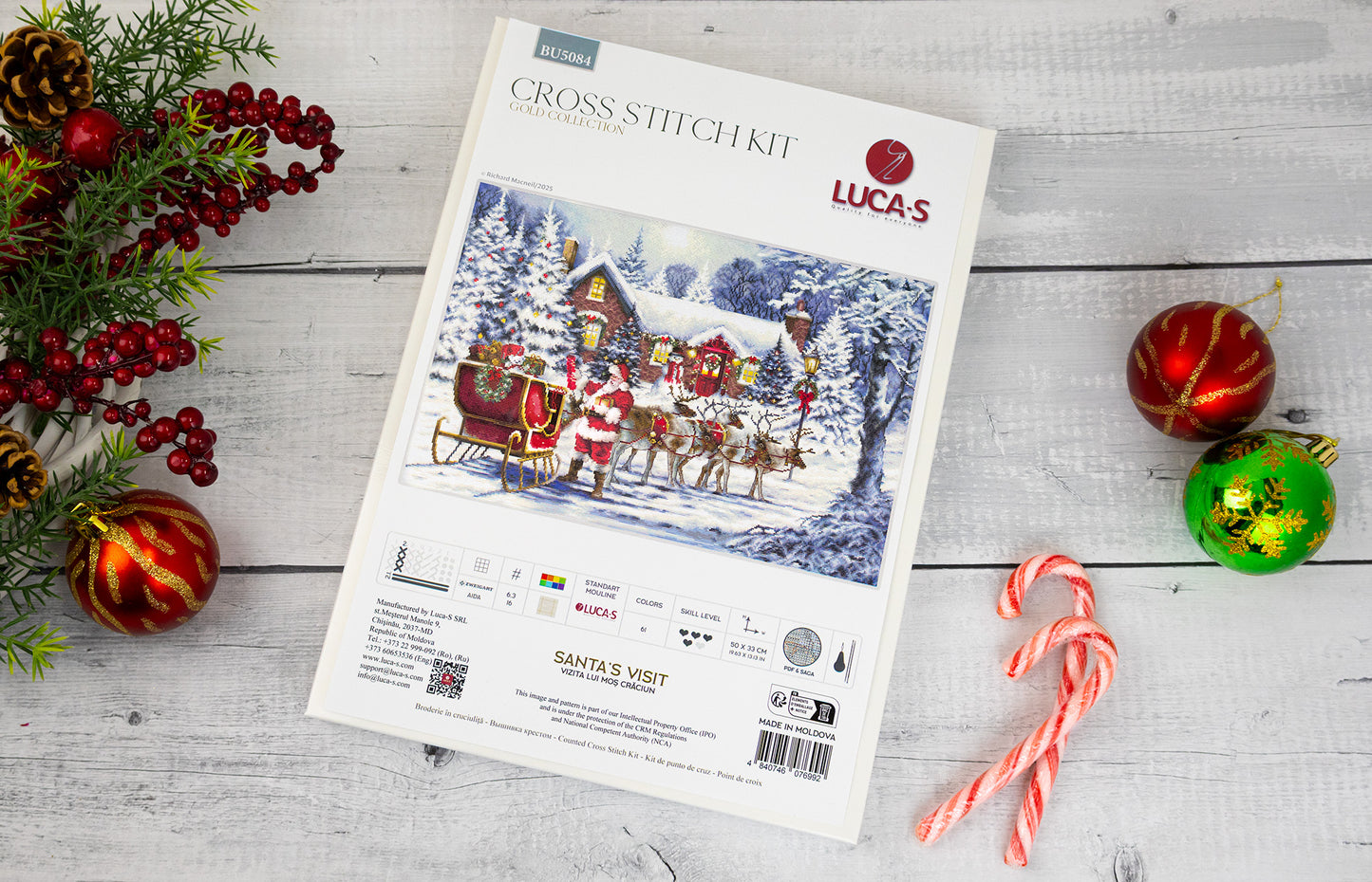 Cross Stitch Kit Luca-S GOLD - Santa’s Visit, BU5084