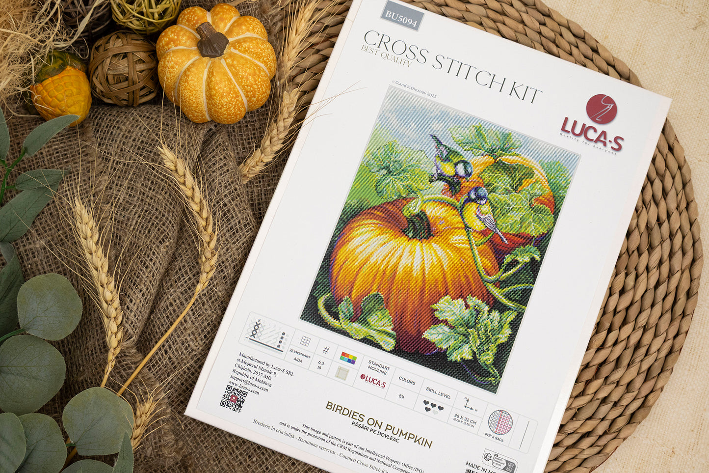 Cross Stitch Kit Luca-S - Birdies On Pumpkin, BU5094
