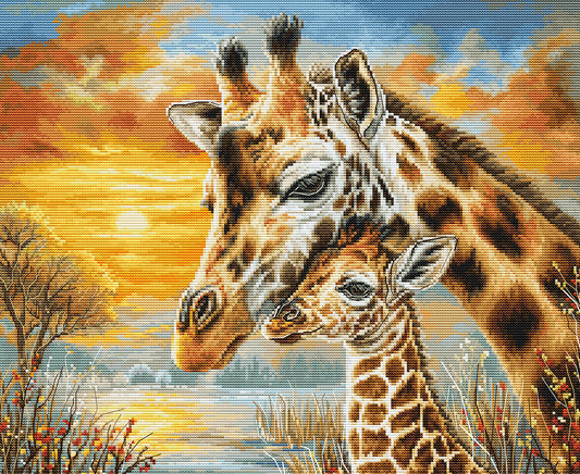Cross Stitch Kit Luca-S GOLD - Giraffe Cuddle, BU5109