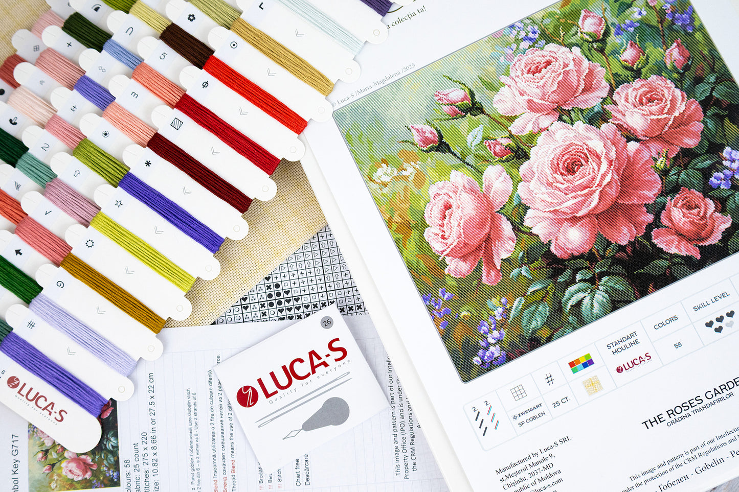 Petit Point Kit Luca-S GOLD - The Roses Garden, G717