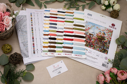 Cross Stitch Kit Luca-S -  Bicycle with Roses , BU5061