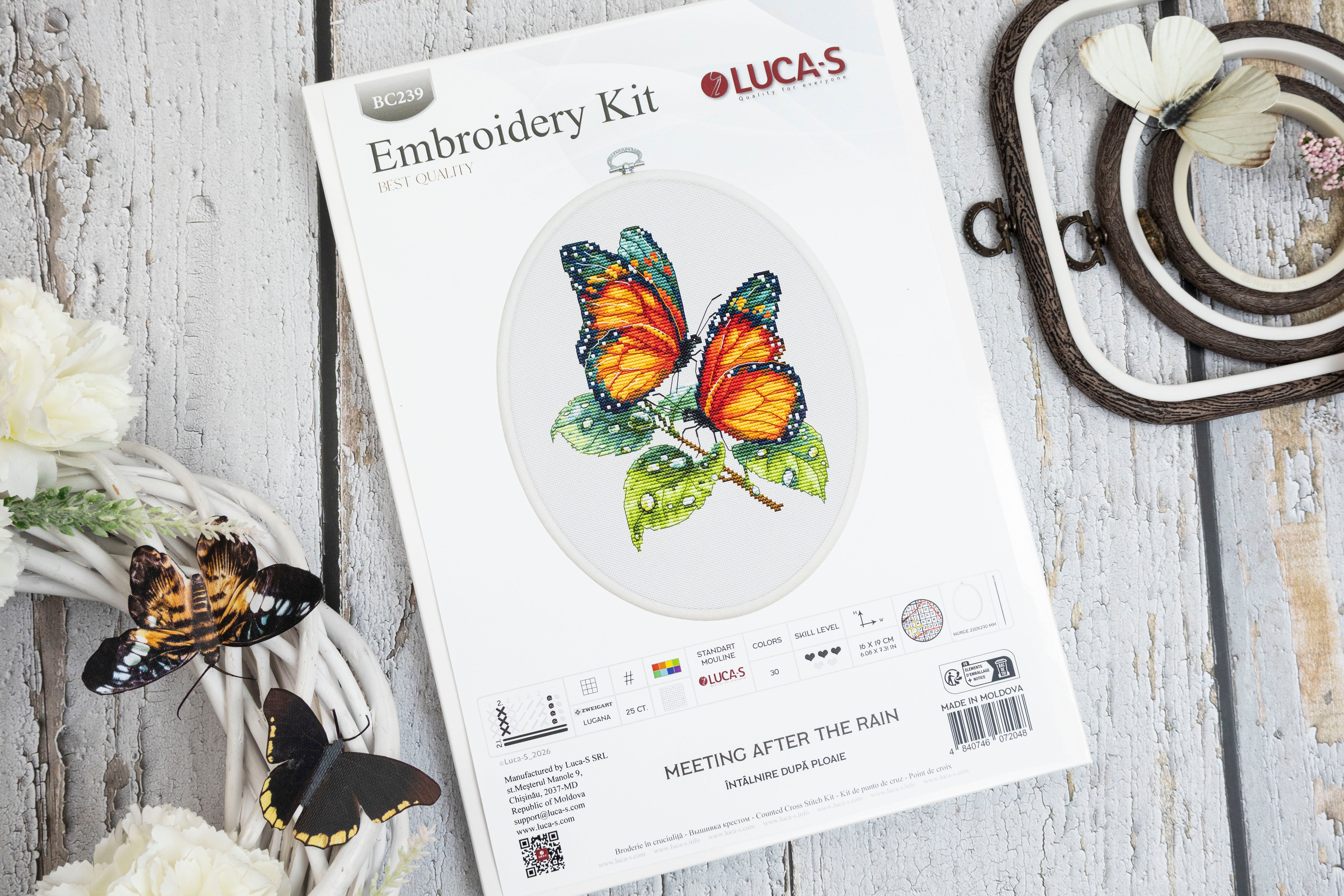 Cross Stitch Kit with Hoop Included Luca-S - Meeting After the