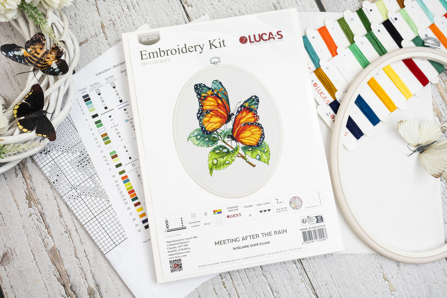 Cross Stitch Kit with Hoop Included Luca-S - Meeting After the Rain, BC239