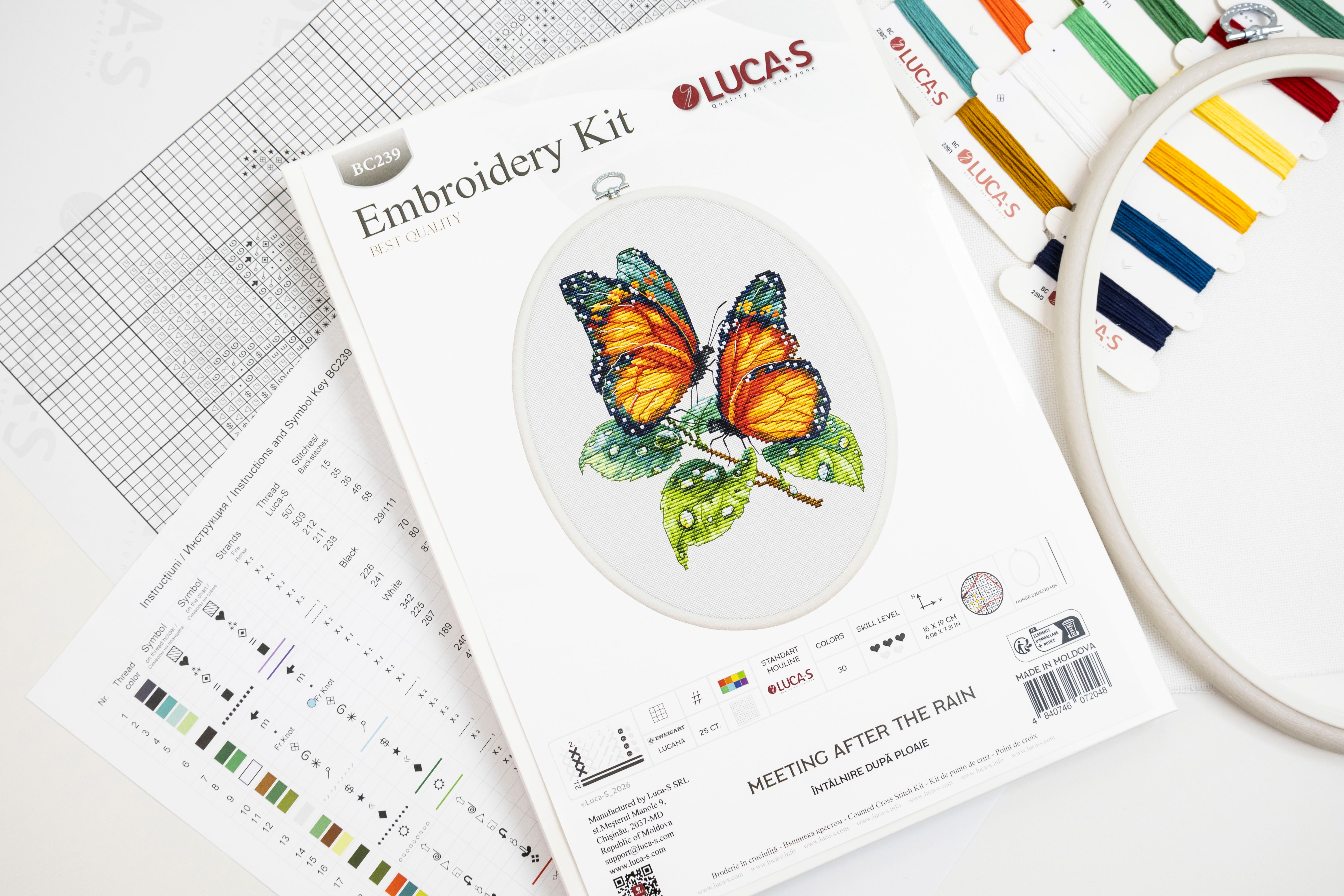 Cross Stitch Kit with Hoop Included Luca-S - Meeting After the