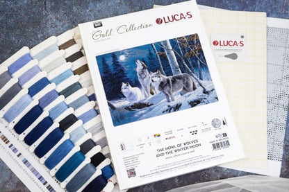 Petit Point Kit Luca-S GOLD - The Howl of Wolves and the Winter Moon, G727