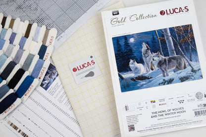 Petit Point Kit Luca-S GOLD - The Howl of Wolves and the Winter Moon, G727