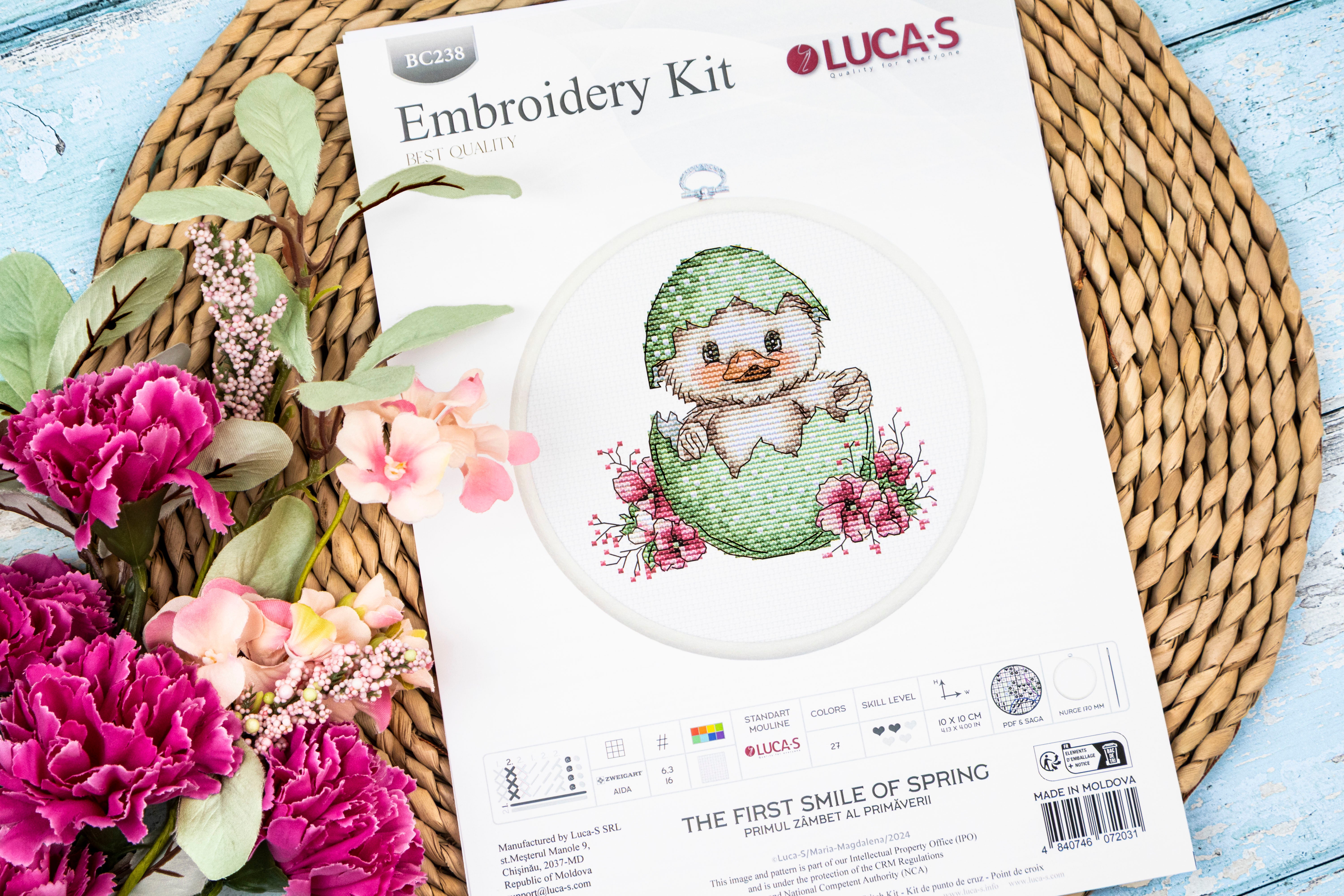 Cross Stitch Kit with Hoop Included Luca-S - The First Smile of