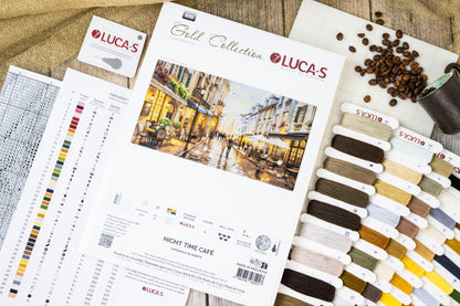 Cross Stitch Kit Luca-S GOLD - Night Time Café, B729