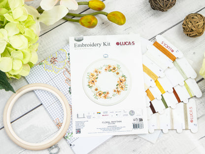 Cross Stitch Kit with Hoop Included Luca-S - Floral Rhythm, BC110