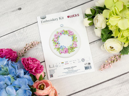 Cross Stitch Kit with Hoop Included Luca-S - Summer Wreath, BC112