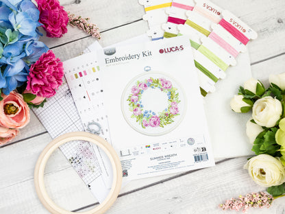 Cross Stitch Kit with Hoop Included Luca-S - Summer Wreath, BC112