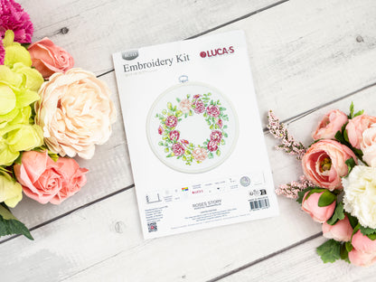 Cross Stitch Kit with Hoop Included Luca-S - Roses Story, BC113