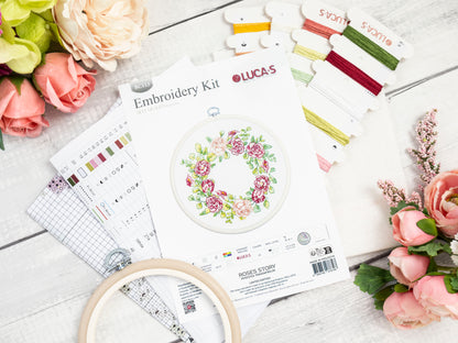 Cross Stitch Kit with Hoop Included Luca-S - Roses Story, BC113