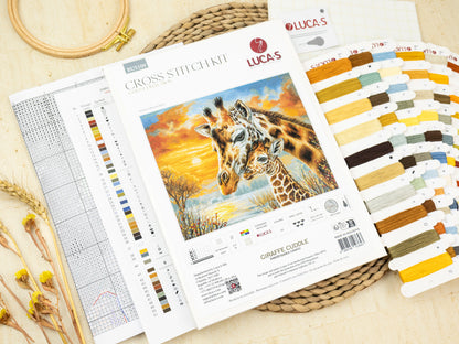 Cross Stitch Kit Luca-S GOLD - Giraffe Cuddle, BU5109
