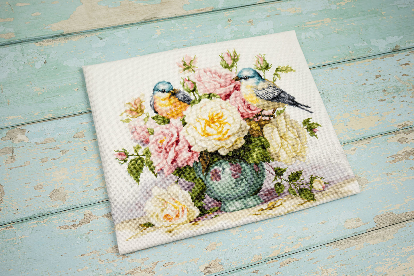 Cross Stitch Kit Luca-S - Vase with Roses and Birds, B7038