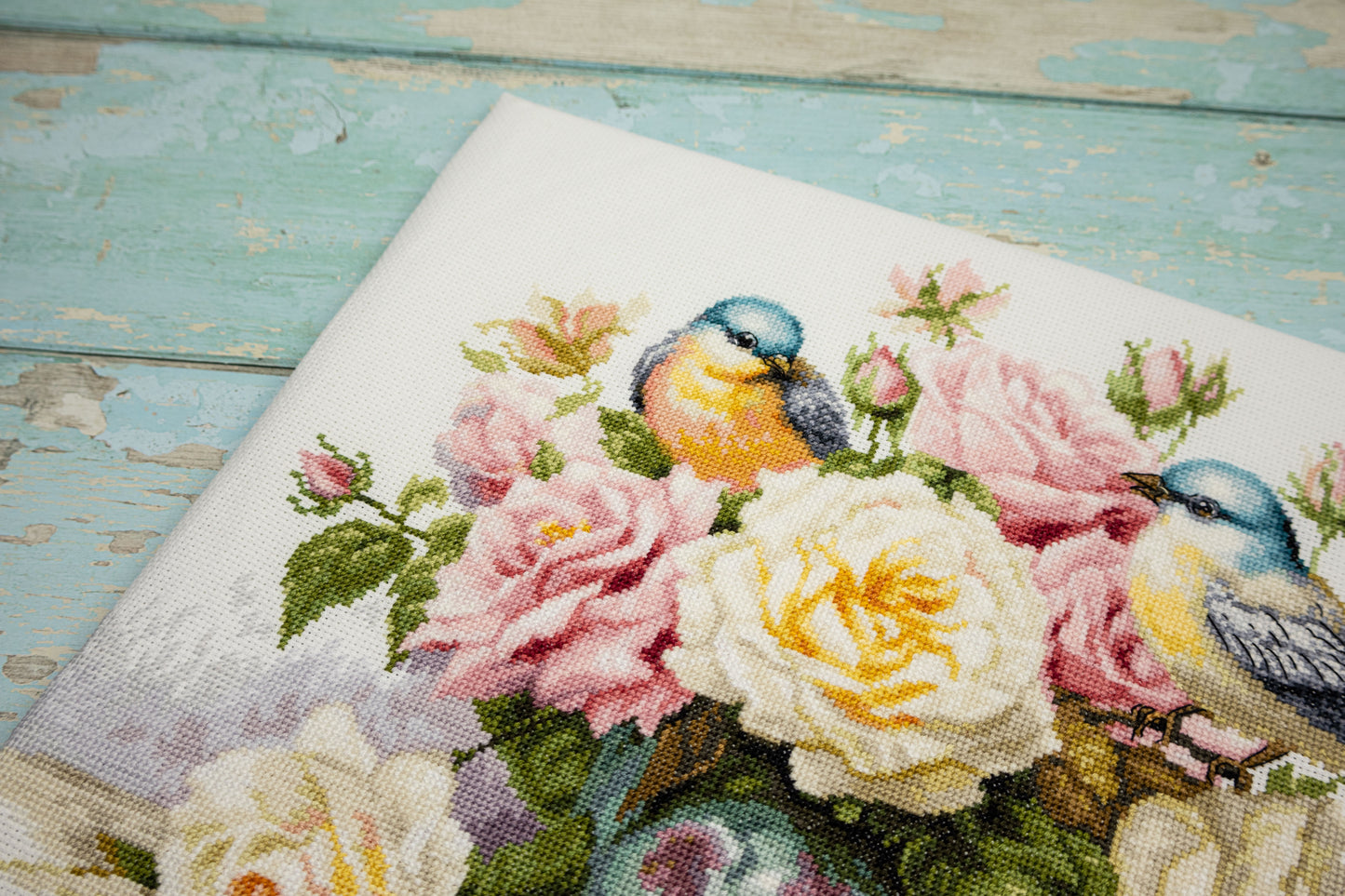 Cross Stitch Kit Luca-S - Vase with Roses and Birds, B7038