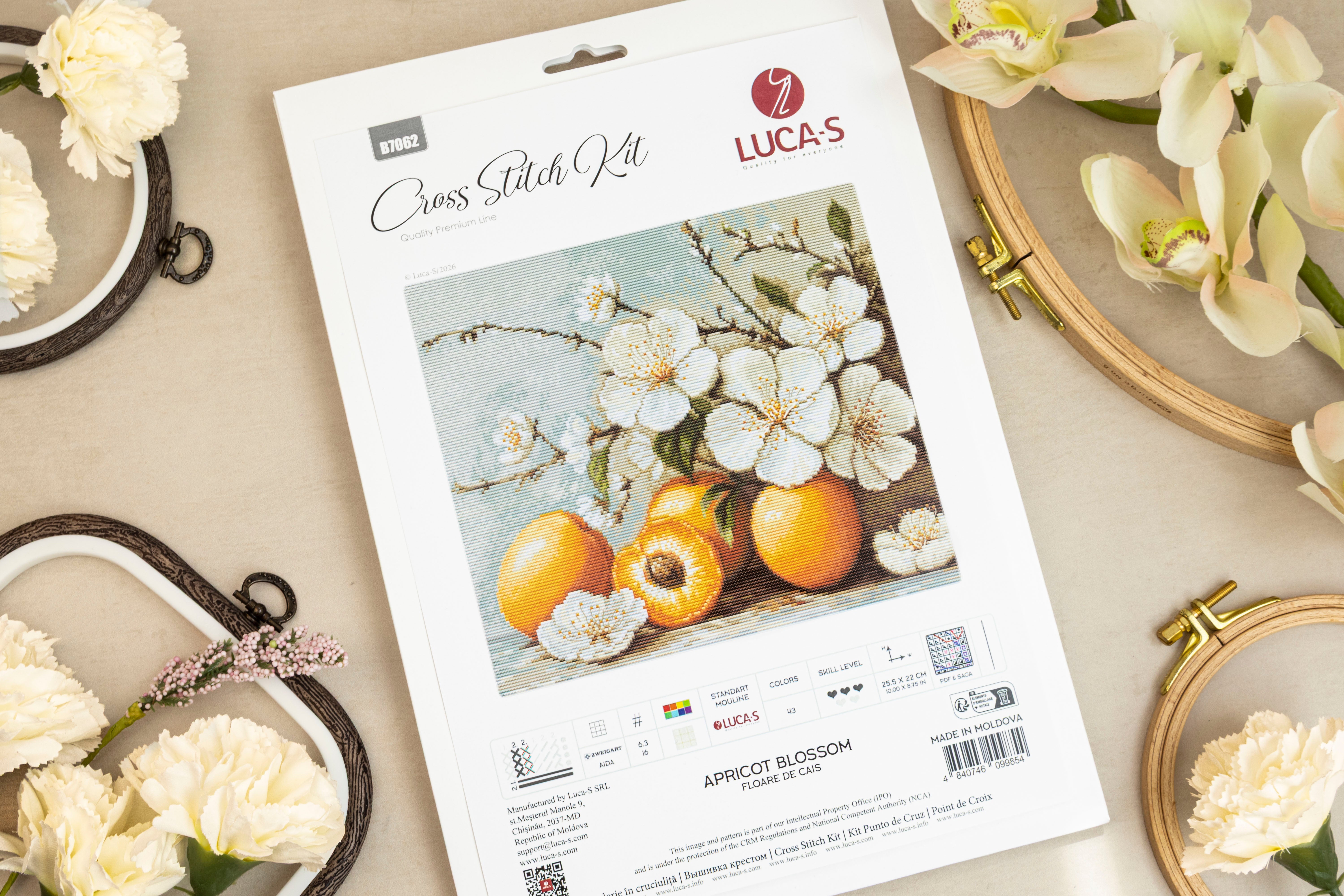 Cross Stitch Kit Luca-S - Apricot blossom, B7062 – Luca-S Wholesale