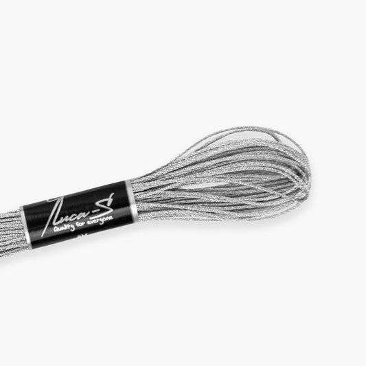 Box of 12 Metallized Embroidery Thread Luca-S - PURE SILVER