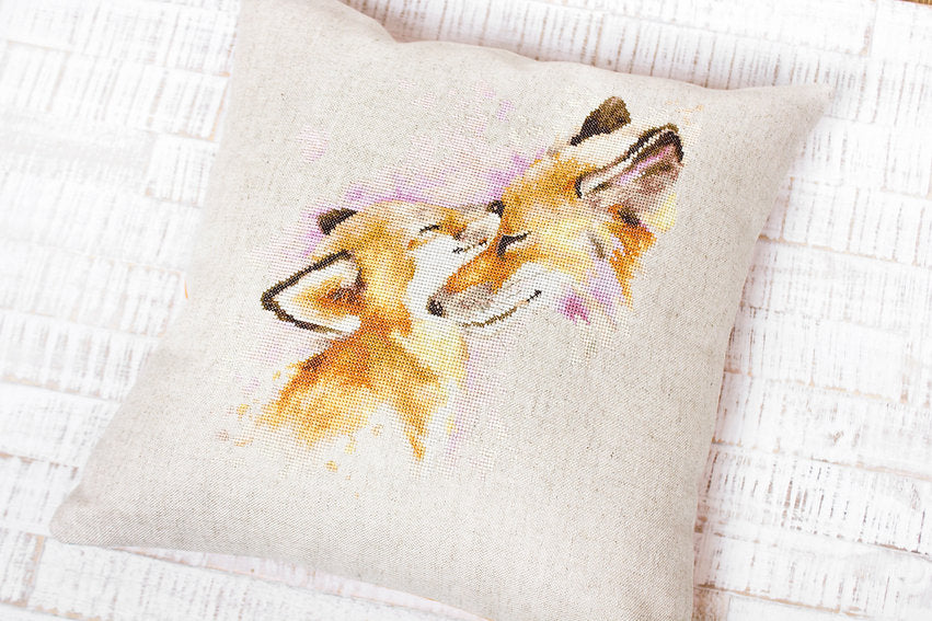 Pillow Kit - Cross Stitch - Foxes, PB163