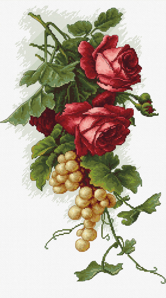 Набор для вышивания крестом Luca-S - Красные розы и виноград, B2229