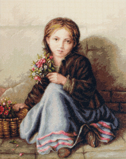 Набор для вышивки крестом Luca-S - Девушка, продающая цветы, B513