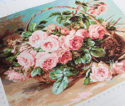 Cross Stitch Kit Luca-S - Basket of Pink Roses, B547