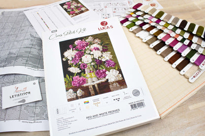 Cross Stitch Kit Luca-S - Red and White Peonies, B608