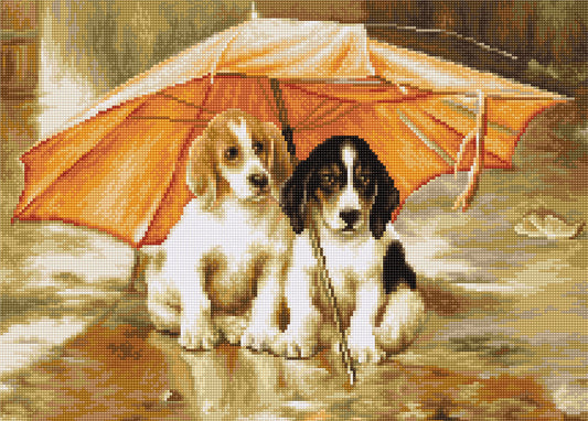 Набор для вышивки крестом Luca-S - Две собаки под зонтом, B550