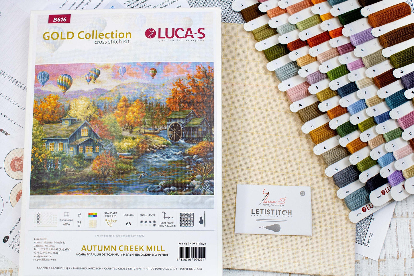 Набор для вышивки крестом Luca-S - Мельница Осеннего ручья, B616