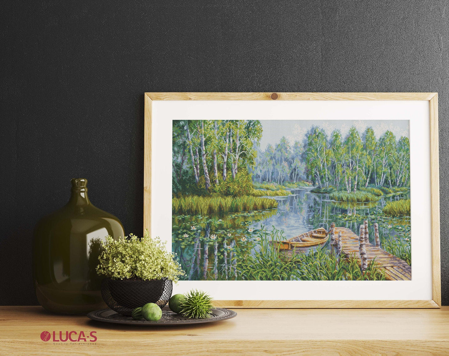 Cross Stitch Kit Luca-S - Birches at the Edge of the Lake, BU5012