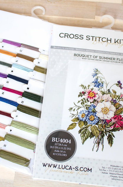 Cross Stitch Kit Luca-S - Summer Flower Bouquet, BU4004
